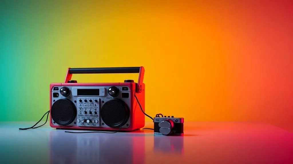 A lively radio station with hosts and equipment in action