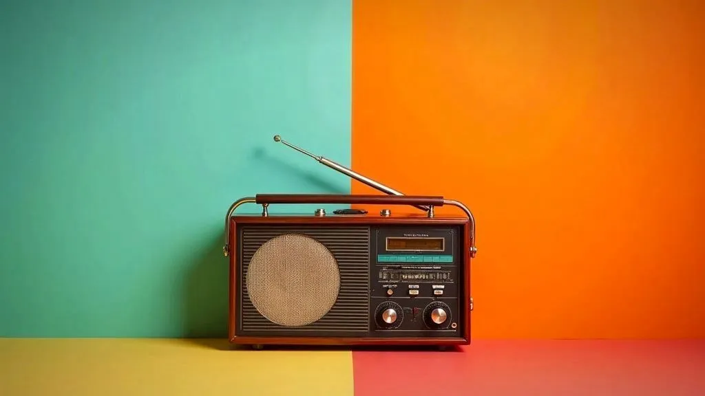 A vintage radio studio with modern equipment